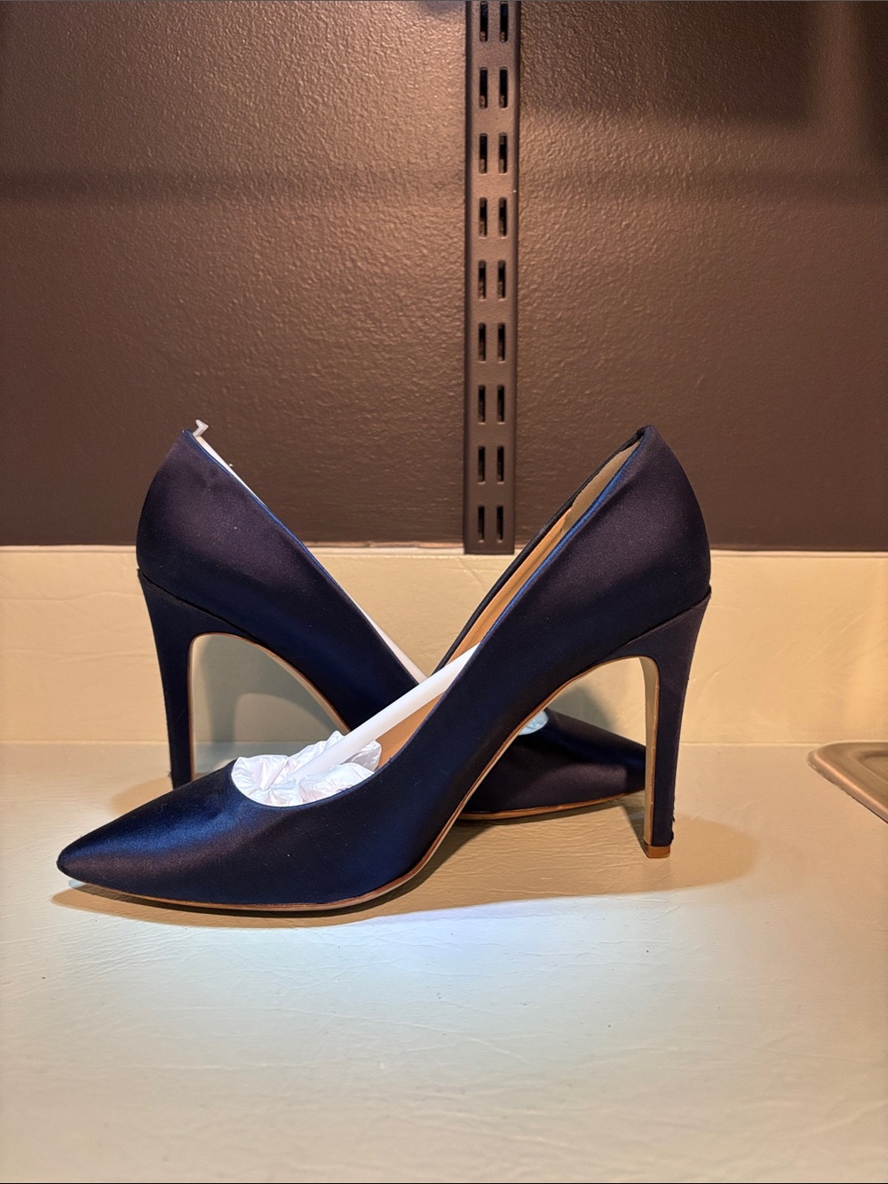 J. Crew Navy Satin Pointed Stiletto Pumps